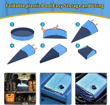Foldable Dog Pool, 100 x 30.5 inches, Oversized, Hard Plastic, Portable, Swimming Pool for Dogs, Cats, and Children, Pet, Puppy Bathtub, Foldable, Kiddie Pool (Blue, 200cm)