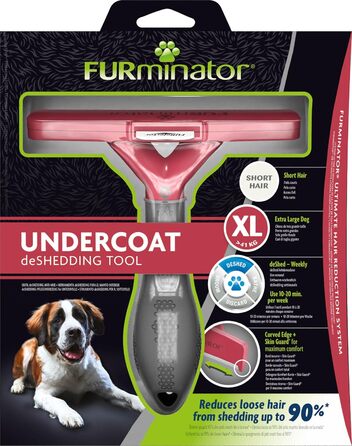 FURminator для собак XL: щітка для видалення підшерстка для великих собак, покращений дизайн (прозора, для короткошерстих)