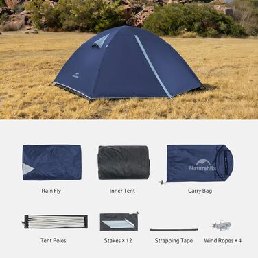 Намет Naturehike Bleik Ultralight 2-3 особи, водонепроникний (3000 мм), блакитний 240x290x125 см для кемпінгу, туризму та трекінгу