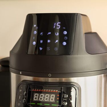 Cecotec programmable oven with GM H Fry Air Fryer head. Multifunction kitchen robot, 6-liter capacity, forward-opening lid, 24-hour programmable, adjustable temperature, recipe book Model H Fry