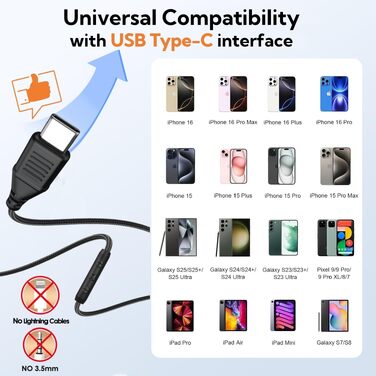 Навушники INFURTURE Over-Ear з USB-C, з активним шумозаглушенням (Noise Cancelling), дротові, чорні
