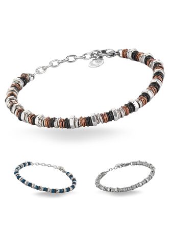 Чоловічий браслет на руці з нержавіючої сталі з шайбами та болтами, регульована довжина 18-21 см з подарунковою коробкою (Коричневий)