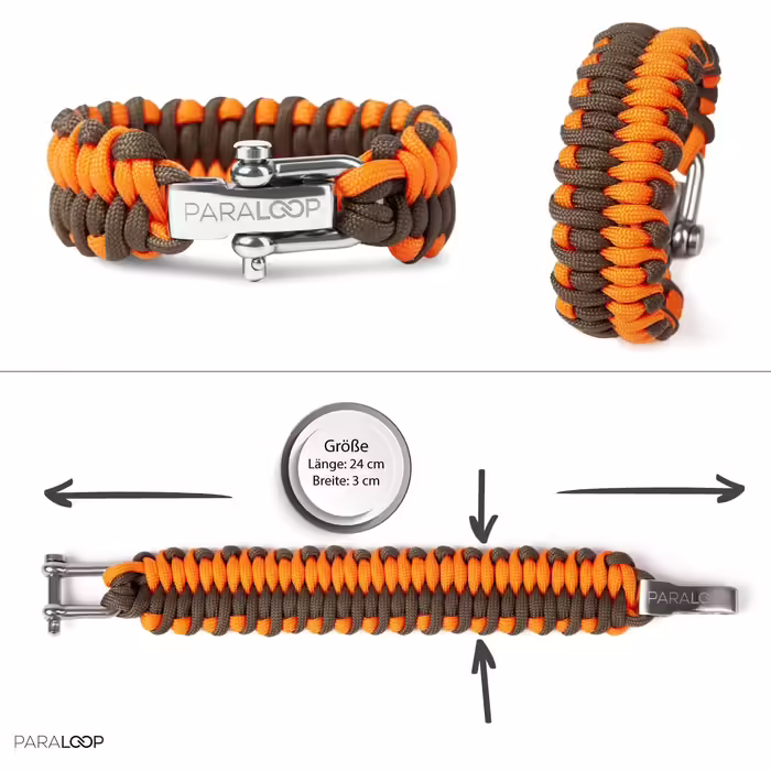 Paraloop® Paracord Armband for Men and Women + Pendant with Signal Whistle - Emergency Rope - Survival Kit - Stainless Steel Clasp - with Gift Box Cliffhanger (The Original)