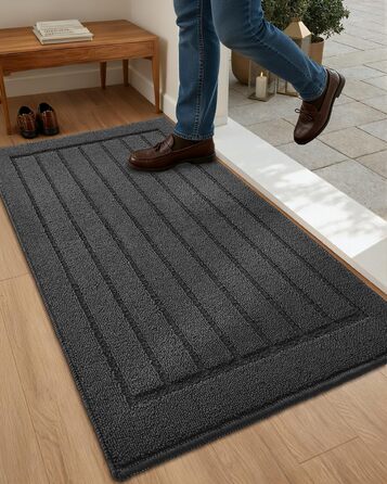 Килимок для дому COLOR&GEOMETRY 44x76 см – машинне прання, протиковзкий, швидковисихаючий, знімний, для входу, порогу та коридору. Сірий, 81x122 см (Прямокутний)