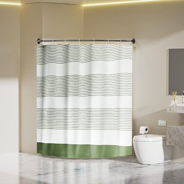 Вигнута регульована штанга для душової завіси, 101,6–182,9 см, нержавіюча сталь, розширювана, алюміній, кругла, міцна, для ванної/душу, чорна, монтаж з свердлінням, 40-72 дюйми, чорний