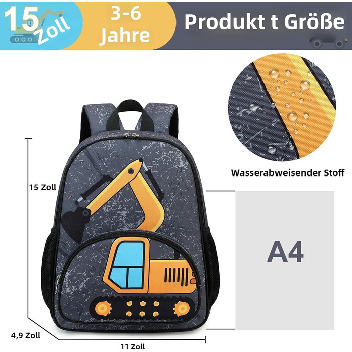 Дитячий рюкзак LOIDOU для хлопчика, 38 см, 3-8 років (темно-сірий)