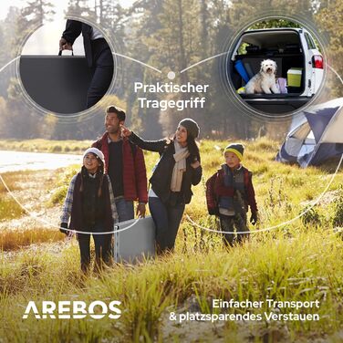 Складаний садовий стіл Arebos Buffettisch 182x74x74 см, антрацит | для 8 осіб | з ручкою для перенесення | для саду, тераси, балкону