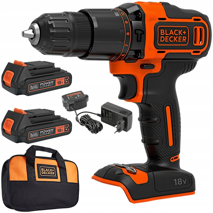 Ударний шурупокрут Black & Decker з 2 акумуляторами по 1,5 Аг 18В