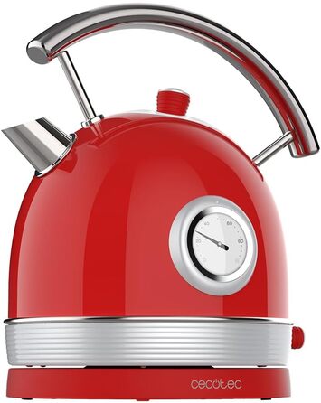 Cecotec Thermosense 420 Vintage Red Stainless Steel Kettle - 1.8L, 2200W, Temperature Display, 8 Cups