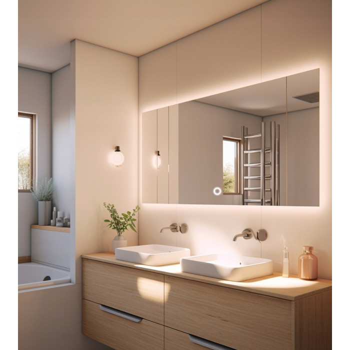 Настінне дзеркало JM-Glass з LED-підсвіткою, прямокутне, 800x600 мм, IP65