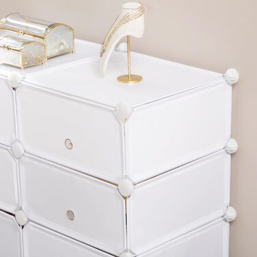 HOMCOM Shoe Cabinet, Shelf with Storage Boxes, Wardrobe, Plastic, Steel, White, 75 x 37 x 73 cm