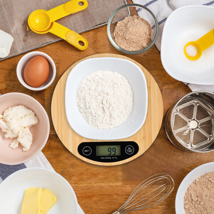 Relaxdays Digital Kitchen Scale with Bamboo