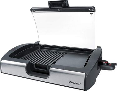 Steba VG 200 Single Tabletop Grill with Glass Lid - 2200W Electric Grill with Hot Zone & Grill Patterned Aluminum Plate