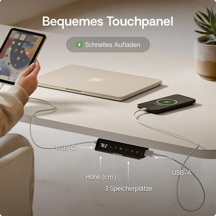 Регульований стіл Desktronic Homeone 160x80 см – електричний, з USB-портами, білий