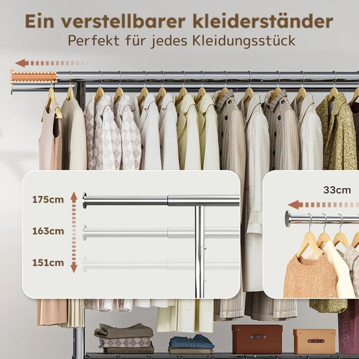 Підвісна шафа для одягу з висувною конструкцією та двома сітчастими полицями, максимальне навантаження 200 кг, великий об'єм для зберігання одягу та аксесуарів