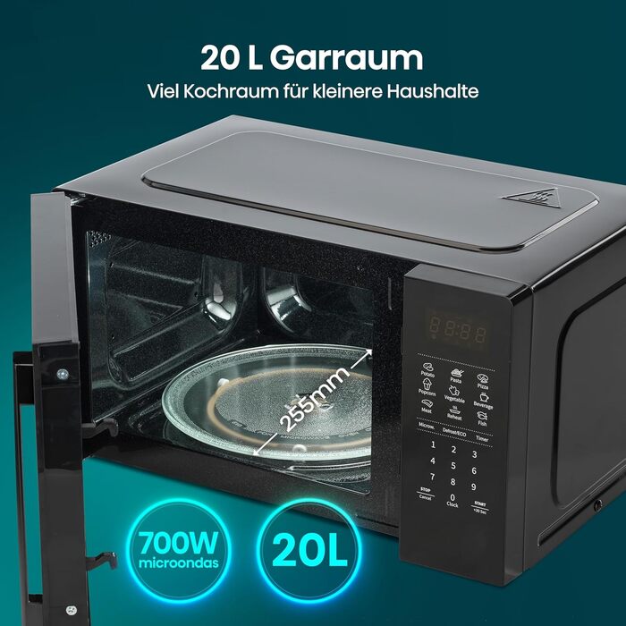 Мікрохвильова піч Hisense H20MOBS4HI 20 л, 700 Вт, InverterTech, керамічне покриття, чорна