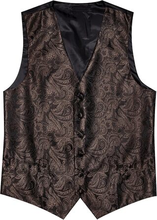 Костюмний комплект Barry.Wang: костюм-трійка (жакет, краватка, нагрудна хустка), краватка, метелик, затискач для краватки, запонки, голкозачіп, для весілля, чорний/коричневий, розмір S