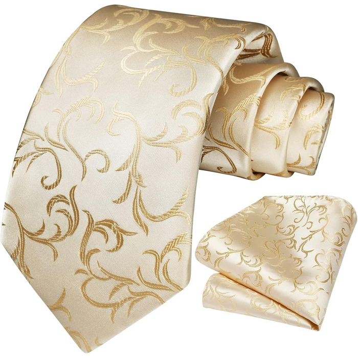 HISDERN Комплект краватки та нагрудного хустинки для весілля, Пайслі, жаккард, однотонні кольори, різні кольори