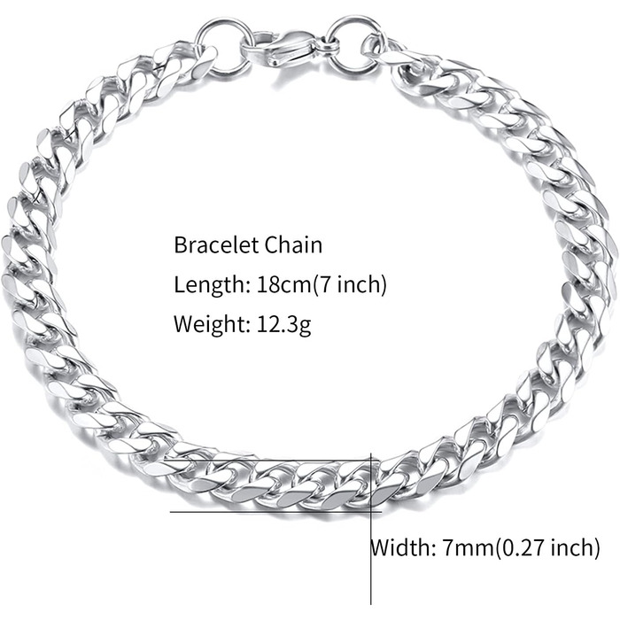 Чоловічий браслет TempBeau на руку: 4/5 шт. з нержавіючої сталі, 19/21 см, ланцюжок-панцир, стильний аксесуар для чоловіків, подарунок для тата/друга