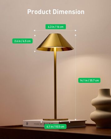 LED-лампа настільна бездротова золота, 2 шт. - акумулятор, USB, сенсорне керування, IP54, для дому та вулиці