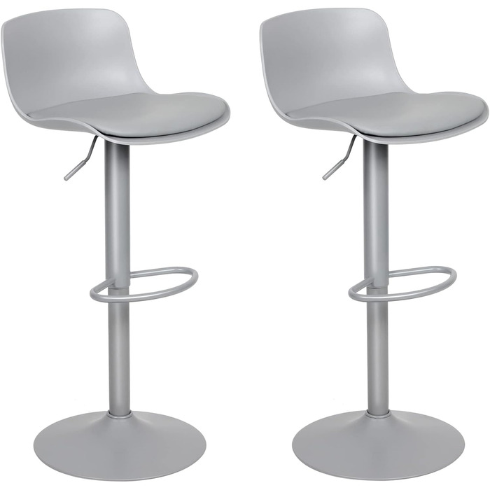 YOUNIKE Adjustable Bar Stools 2-Pack - Kitchen Bar Chairs with Backrest, Faux Leather, Grey
