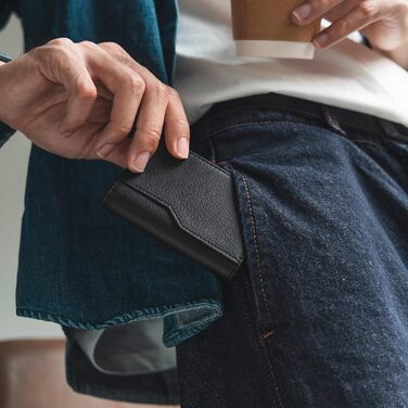 Кредитне портмоне VULKIT з вікном для ID, RFID-захист, автоматичний висувний механізм, шкіряне, чорне