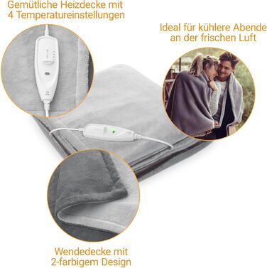 Електрична ковдра Medisana HDW Kuschelheizdecke: тепла та затишна, з автовимкненням, 4 режими, 180x130 см