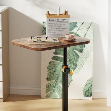 Стіл для ноутбука в ліжко, комп'ютерний стіл, Lapdesk, складний Betttisch, регульований кут 360°, знімний, портативний, для книг (40 x 30 x 80 см, C-подібний, горіла дерев'яна поверхня)