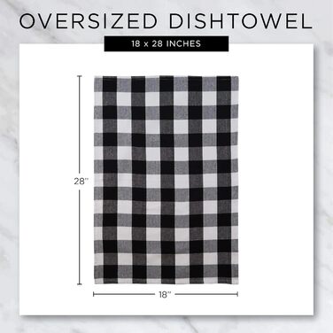 DII Sorted, Woven Kitchen Dish Towel Set, Cotton, Black, 18x28, 5