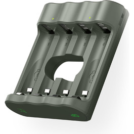 Зарядний пристрій для акумуляторів GP Charge&Save AA AAA з USB-C, 4 слоти, швидка зарядка, LED-індикатор, компактний дизайн