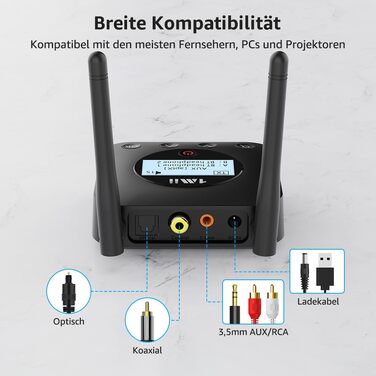 Bluetooth 5.3 трансмітер для ТБ 1Mii B06TX+ з дисплеєм та підтримкою Dual Link