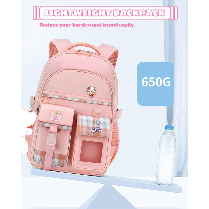 Дитячий рюкзак для дівчаток-підлітків, рожевий: зручний та водонепроникний для школи та подорожей (9-15 років)