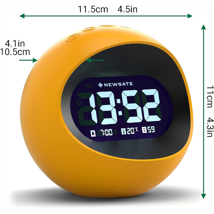 NEWGATE® Digital Centre of the Earth Alarm Clock (Yellow with Black LCD Display) Yellow