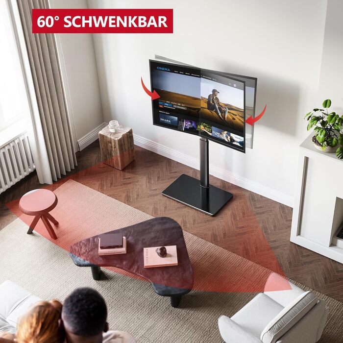 AOKCOS Adjustable TV Stand Base - Tilting & Swivel, Height 1350mm, for 32-70 inch TVs, VESA 400x400, 40kg Max Load (White/Black)