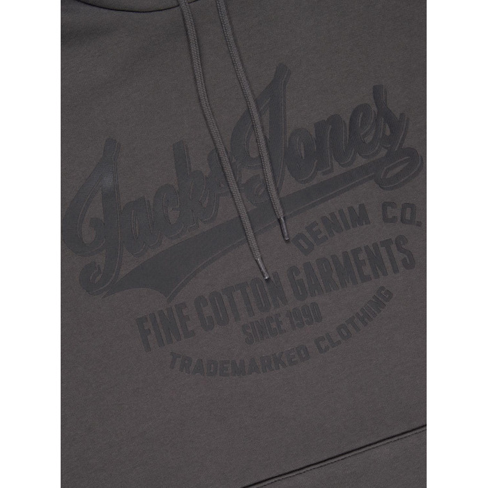 Чоловічий худі Jack & Jones Regular Fit JJEADRIAN з каптуром та принтом, колір Asphalt