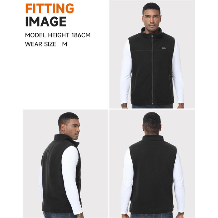 Обогреваемая жилетка LABCOOL для мужчин и женщин - жилетка з мікрофлісу з 6 зонами нагріву та 3 рівнями температури - USB-живлення з Powerbank 10000mAh - можна прати в пральній машині, чорний, розмір M