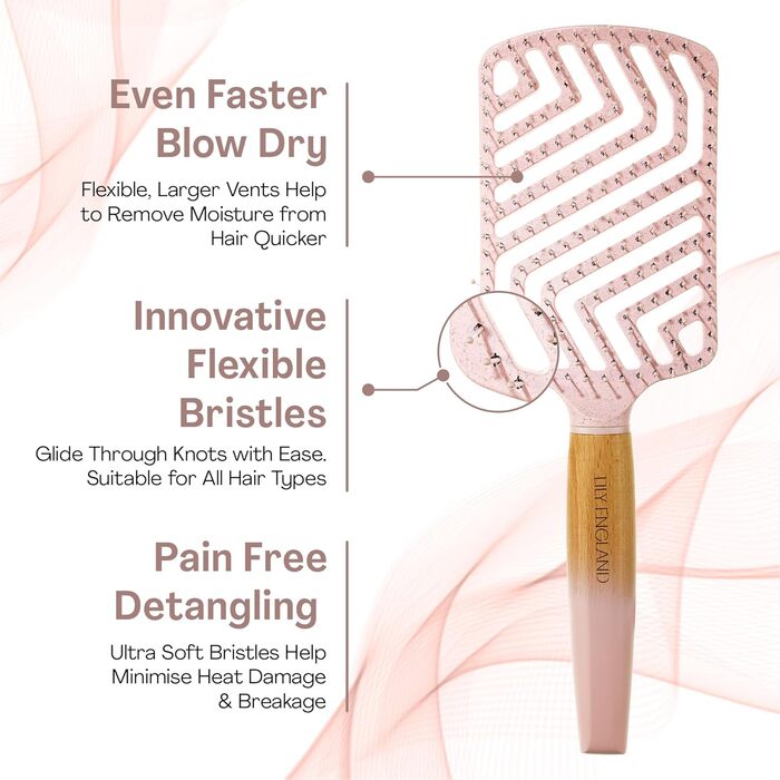 Щітка для волосся Lily England Lockenbürste для створення локонів та розплутування - безболісна щітка для мокрого та сухого волосся з гнучкими щетинками - ідеальна для жінок з кучерявим волоссям 3c-4c, золото (світло-рожевий)