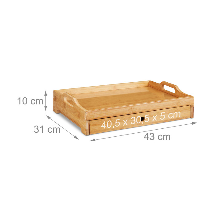 Relaxdays Bamboo Serving Tray with Drawer