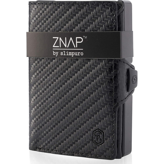 ZNAP® Slim Wallet: Тонкий картхолдер для чоловіків з RFID захистом, карбон, 12 карт