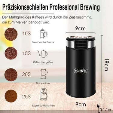Електрична кавомолка для кави та спецій, 50 г, 200 Вт | Подрібнювач для кавових зерен, горіхів, трав