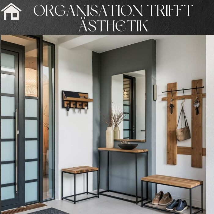 Сучасне ключниця Alakay з поличкою - блискуче дерев'яне ключниця чорного кольору для стильного зберігання ключів, підійде для дому чи офісу, практичне та елегантне