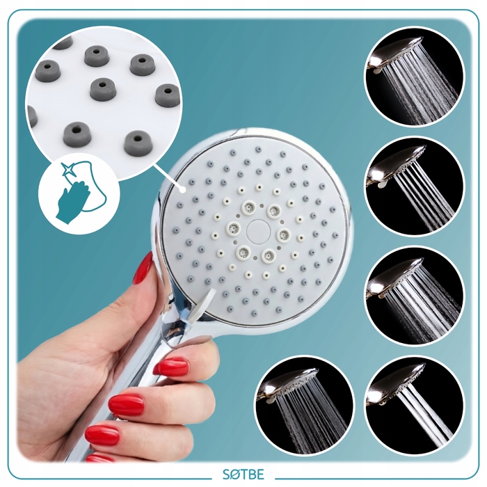 Душова лійка з плетеним шлангом 150 см, економна, хром, набір RODAN