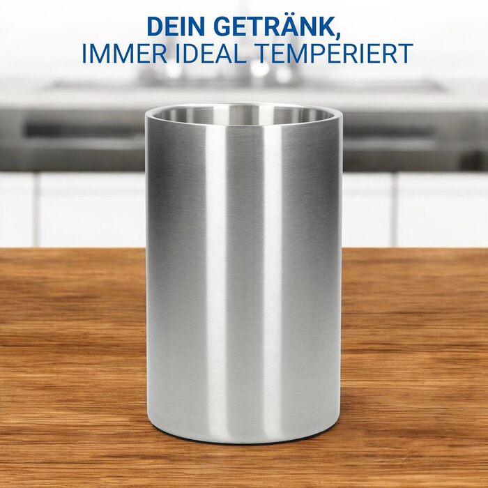 Охолоджувач для пляшок 'Chill' - двостінний сталевий охолоджувач для вина, шампанського, пива - подарунок для любителів вина, 2 шт., сріблястий