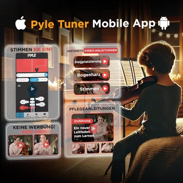 Скрипка Pyle Instrument 3/4 з дерева – повний набір для дітей та початківців з підставкою, струною, коліумом та чохлом