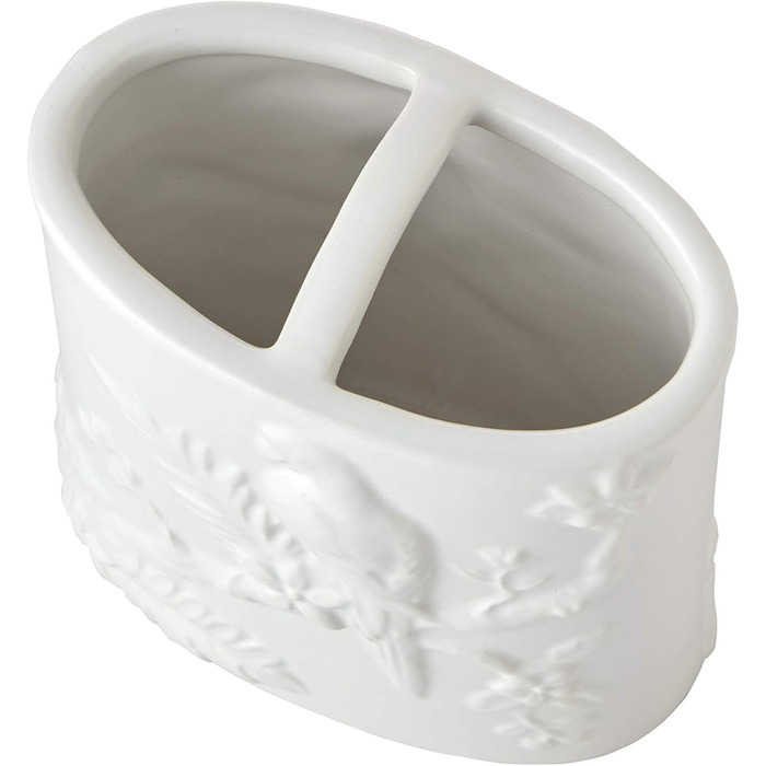 SKL Home Vern Yip Jungle Cats Toothbrush Holder, Ceramic, White