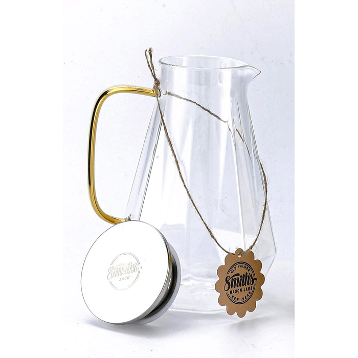 Скляний глечик Smiths Mason Jars 1,8 л з кришкою 2-в-1 — класичний універсальний глечик для води, холодних і гарячих напоїв, стійкий до температур від 4°C до 150°C