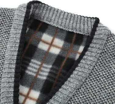 Чоловічий кардиган Allthemen з V-подібним вирізом, з підкладкою, на кнопках, грубий трикотаж, теплий перехідний жакет (4XL, світло-сірий)