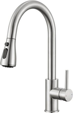 Кран кухонний CECIPA з 3 режимами, висувна лійка, поворотний на 360°, з високим виливом, нержавіюча сталь, з однією ручкою
