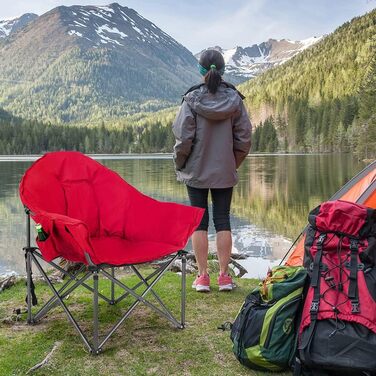 Крісло для кемпінгу High Point Sports Moon XXL: широке, складне, до 150 кг, червоне