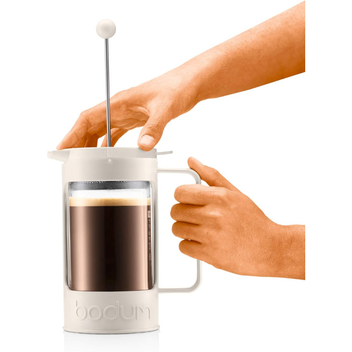 Bodum BEAN Coffee Maker for 8 Cups (Press Filter System, Insulated, Drip-Stop, 1.0 liters) (Creme, 8 Cups)